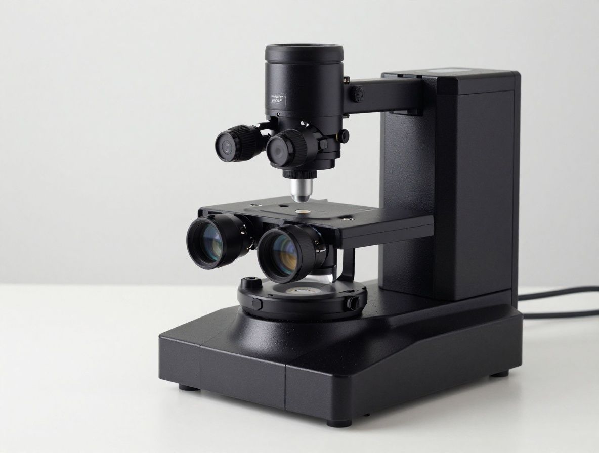 Moderna laboratorijska postavka s mikroskopom, staklenim posudicama i apstraktnom vizualizacijom molekularnih veza na crnoj pozadini s plavim naglascima